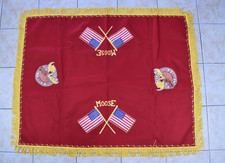 Vintage Royal Order of Moose Tablecloth C.E. Ward Ohio Fringed American Flag picture