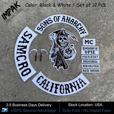 Sons Of Anarchy Emblem Motorcycle Patch Jacket Back Embroidered Patch 12 Pcs Set picture