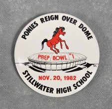 Vintage 1982 STILLWATER High School PONIES Pin HOMECOMING PREP BOWL PINBACK picture