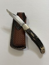 Vintage 1969-1974 Large Ka-Bar 1184 USA 2 Blade Folding Hunting Knife W/Sheath picture