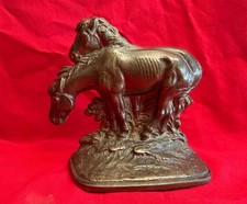 Vintage Interesting Art Deco 1930's TWO HORSE  Bronze Bookend picture