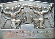 Advertising plaque 5th Conference Tourist Cycle Portofino 1933 WW2 cycling picture