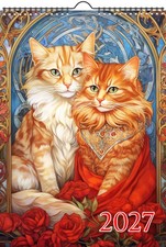 2027 Wall Calendar ~ Art Nouveau Felines: Cats Elegant Detailed Illustrations picture