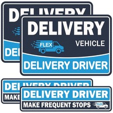 4 Pack Heavy Duty Flex Delivery Driver Car Magnets, Reflective Caution Freque... picture