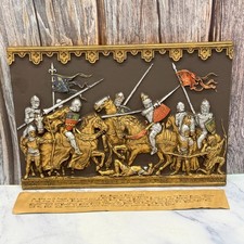 Marcus Designs Battle of Crecy 1346 3D Relief Wood Wall Plaque 1960s MCM England picture