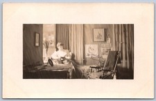 K41/ Newark Ohio RPPC Postcard c1910 Close Family Woman Interior 464 picture