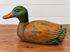 Vintage Hand Carved/Painted Wood Mallard Duck, Decoy, Decor, 6”x 12” picture