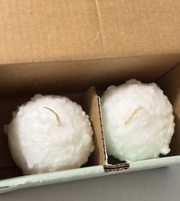PartyLite 3” Snowball Pair Candle Balls Q3510 RETIRED Christmas Winter White picture