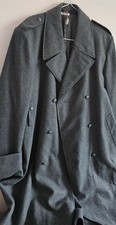 Vintage 1987 Swiss Army Wool Great Coat Grey Officer Military Trench Jacket 50BB picture