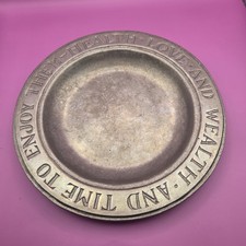 Vintage Wilton Armetale Pewter Plate - Health Love Wealth Blessing - 9