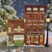 Vintage 1988 Dept 56 Christmas in the City Variety Store & Barber Shop Lighted picture