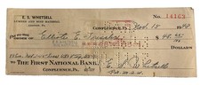 ES Whetsell Mine Materials 1st National Bank of Confluence PA Antique 1943 Check picture