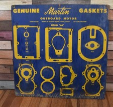 Vintage Martin Gaskets Wooden Display Board Outboard Boat Motor Advertising Sign picture