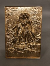 Antique Bradley & Hubbard Type Polished Brass Plaque W/Stand 7
