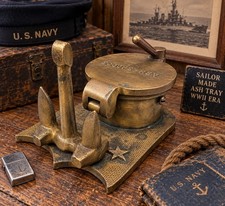 Vintage Navy Brass Ashtray Trench Art Ship picture