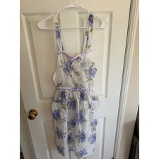 Vintage Yves Saint Laurent New With Tags YSL Floral Apron Blue Made in Japan picture