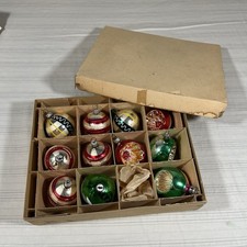 VTG lot 11 Glass Christmas Ornaments Germany & Poland Indent Teardrop MCM picture