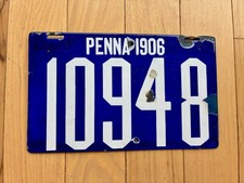 1906 Pennsylvania License Plate picture
