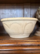 Primitive Farmhouse Toasty Stained White Ironstone 10.75” Heart & Rope Bowl picture