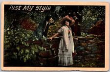 Just My Style, Sweet Couple Lovers, Man Admire Beautiful Woman, Vintage Postcard picture