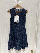 Love Moschino Denim Sleeveless Floral Texture Dress IT40 US4 NWT picture