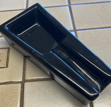 NAT SHERMAN VINTAGE MODERNIST STONEWARE PIPE STAND 5TH AVE NY BLACK GEOMETRIC picture