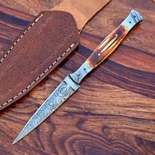 Damascus Throwing Boot Knife Custom Made / Hand Forged Damascus Steel 2842 picture