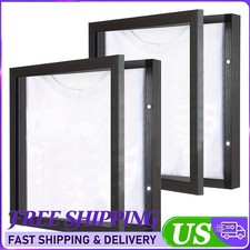 Wooden Jersey Display Case 14×18 Inch Black Shadow Box Frame Storage Box picture