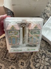 NIB Vintage Lenox  Village 1991 Porcelain Salt & Pepper Shaker Set w/Stand picture