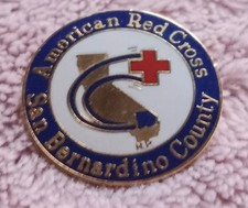 Vintage Orig Luggage San Bernardino CA RED CROSS Tag Lapel Pin Estate Enamel B4 picture