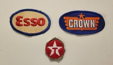 3 Vintage Original Sew-On Embroidered Uniform Patches ESSO-CROWN-TEXACO picture