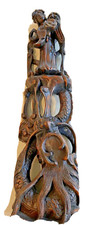Vintage Asian Hand Carved 3- Dimensional Wood Folk Art picture