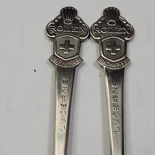 2x Vintage Genuine ROLEX Souvenir Spoon Lucerne Swiss Cross picture
