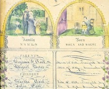 Antique 19thC Watercolor & Cook Family Genealogy, Plainfield MA picture