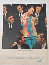 1964 Women's Lady Manhattan In The House Abstract print silk Skirt Vintage Ad  picture