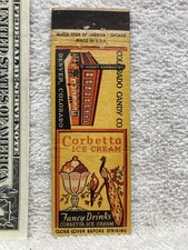 1920s 1930s Corbetto Ice Cream Colorado Candy Company Denver Matchbook Vtg picture