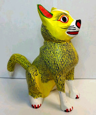 Santiago San Martin Tiicasete Carved Wood Yellow Fox by Margarito Meichor 5