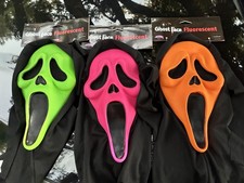 Ghost Face Scream Fluorescent Mask Lot Orange, Pink, And Green New Three Masks picture