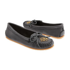 Minnetonka Deerskin Beaded Ladies Black Moccasin Shoes 6.5 picture