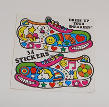 Vintage 1980s Sneaker Stickers Sheet Star Bright Neat Feet Dress Up Your Shoes picture