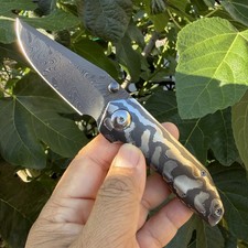 Daniel Koert Custom Knife Mini Sabot Damascus Blade Rare Zir Accents Folder picture