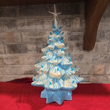 Vintage Ceramic Blue Silent Night Tree , 13
