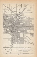 1909 Antique Denver Colorado City Tramway Company Map Denver Tramway Map  3090 picture
