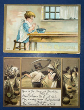 2 Thanksgiving Antique Postcards. EMB. Gold. Children. Artist: HBG. PUBL: L&E picture