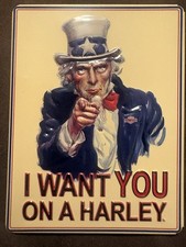 Harley-Davidson “Uncle Sam Wants You” Embossed Metal Magnet, 3D, Authentic picture