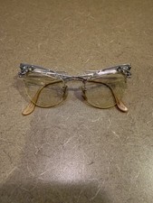 Vintage Bausch & Lomb Cat Eye 1/10 12kGF Metal Browline Eyeglass Frames Crystals picture