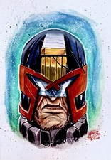 Judge Dredd - 9x12 Mauro Cesar Inked Full Color Original Art w/COA - NOT a Print picture