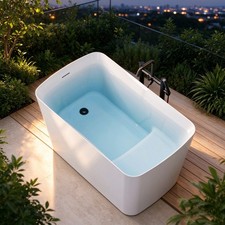 HOROW 47x27 In Acrylic Freestanding Bathtub with Seat Rectangle Soaking Bath Tub picture