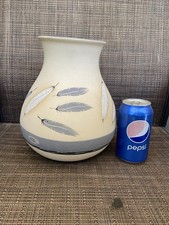 Large, Vintage 1986 Native American Navajo Art Pottery Vase Signed Grey Feather picture