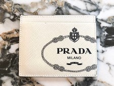 Prada Saffiano Leather Card Case Canapa White Used picture